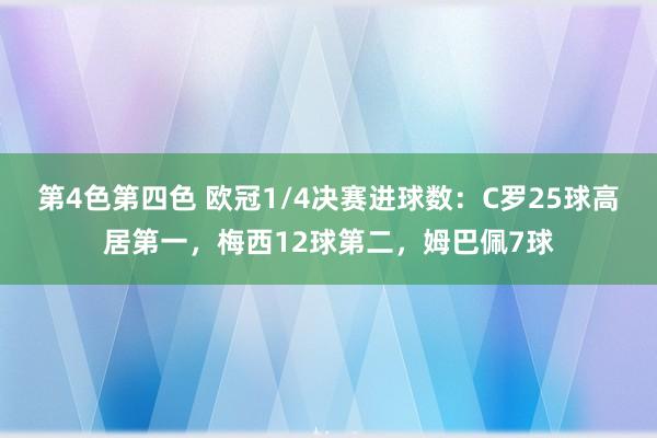 第4色第四色 欧冠1/4决赛进球数：C罗25球高居第一，梅西12球第二，姆巴佩7球